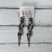 LIGHTNING BOLT (3.5”) <br> LIMITED EDITION ||  Leather Earrings || <BR> *GLITTER ON CORK* FINE GOLD LEOPARD GLITTER