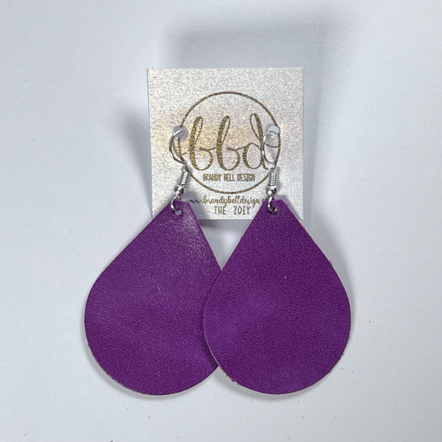ZOEY (3 sizes available!) -  Leather Earrings  ||  MAGENTA RIVIERA