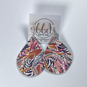ZOEY (3 sizes available!) -  Leather Earrings  ||  AUTUMN TROPICAL FLORAL