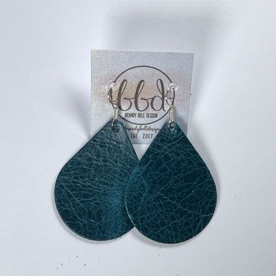 ZOEY (3 sizes available!) -  Leather Earrings  ||  DISTRESSED TEAL
