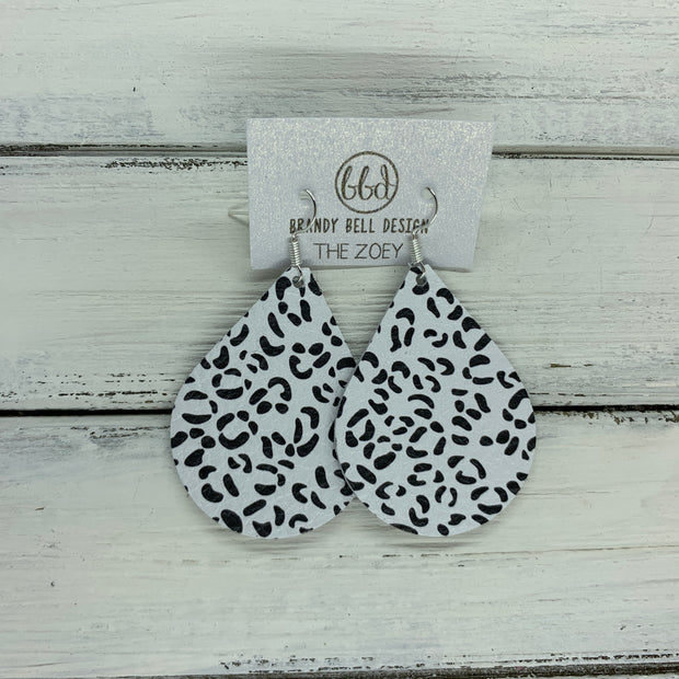 ZOEY (3 sizes available!) -  Leather Earrings  ||  BLACK & WHITE CHEETAH
