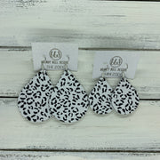 ZOEY (3 sizes available!) -  Leather Earrings  ||  BLACK & WHITE CHEETAH