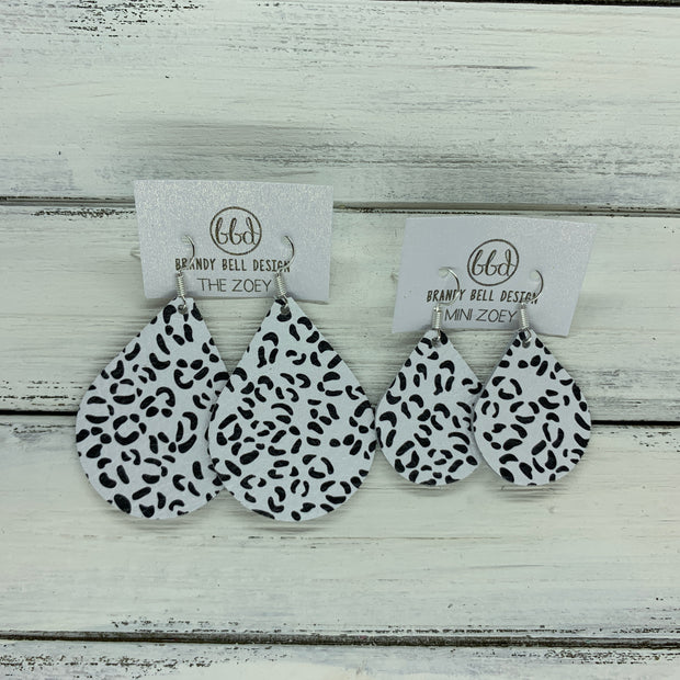 ZOEY (3 sizes available!) -  Leather Earrings  ||  BLACK & WHITE CHEETAH