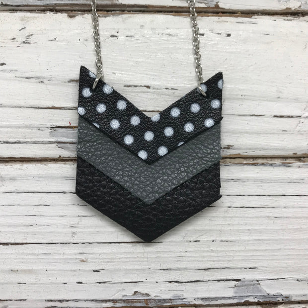 EMERSON - Leather Necklace  ||  BLACK WITH WHITE POLKADOTS, MATTE DARK GRAY, MATTE BLACK