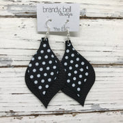 EVE - Leather Earrings  || BLACK WITH WHITE POLKADOTS, MATTE BLACK