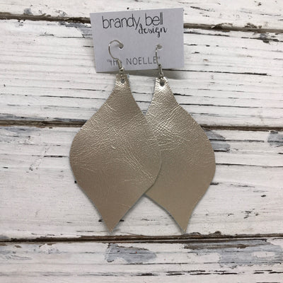 NOELLE - Leather Earrings  || METALLIC CHAMPAGNE/IVORY