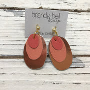 DIANE - Leather Earrings  ||   MATTE SALMON, MATTE CORAL, METALLIC COPPER