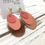 DIANE - Leather Earrings  ||   MATTE SALMON, MATTE CORAL, METALLIC COPPER