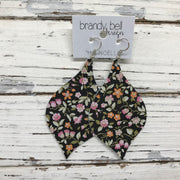 NOELLE - Leather Earrings || MINI FLORAL ON BLACK