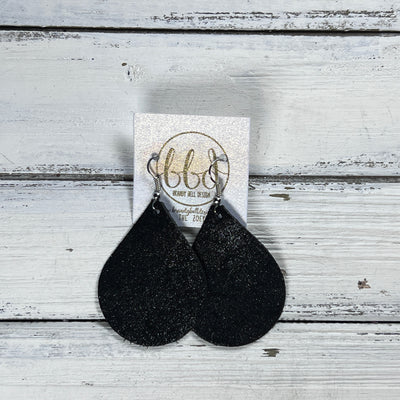 ZOEY (3 sizes available!) - Leather Earrings  || SHIMMER BLACK
