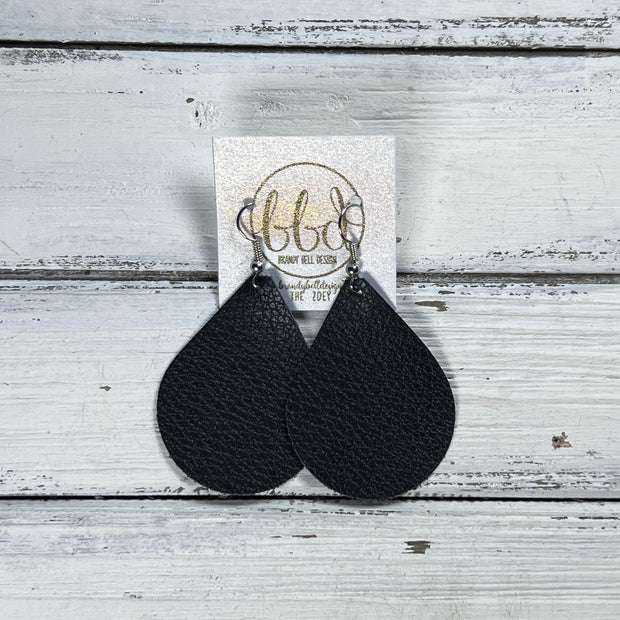 ZOEY (3 sizes available!) - Leather Earrings  || MATTE BLACK