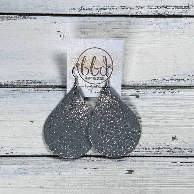 ZOEY (3 sizes available!) - Leather Earrings  || SHIMMER GRAY