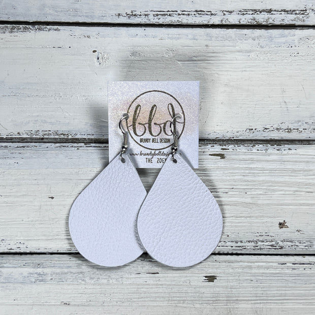 ZOEY (3 sizes available!) - Leather Earrings  || MATTE WHITE