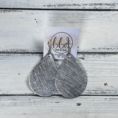 ZOEY (3 sizes available!) -  Leather Earrings  ||   METALLIC SILVER SAFFIANO