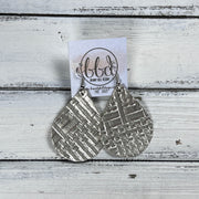 ZOEY (3 sizes available!) -  Leather Earrings  ||  METALLIC CHAMPAGNE PANAMA WEAVE