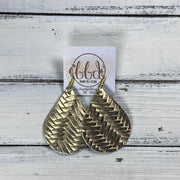 ZOEY (3 sizes available!) -  Leather Earrings  ||  METALLIC GOLD BRAIDED