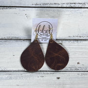 ZOEY (3 sizes available!) -  Leather Earrings  ||  DISTRESSED BROWN