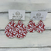 ZOEY (3 sizes available!) -  Leather Earrings  ||   RED/BURGUNDY RIBBON (FAUX LEATHER)