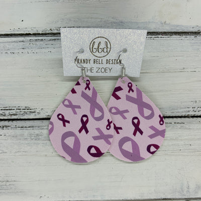 ZOEY (3 sizes available!) -  Leather Earrings  ||   PURPLE RIBBON (FAUX LEATHER)