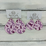 ZOEY (3 sizes available!) -  Leather Earrings  ||   PURPLE RIBBON (FAUX LEATHER)