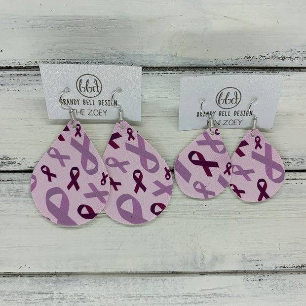 ZOEY (3 sizes available!) -  Leather Earrings  ||   PURPLE RIBBON (FAUX LEATHER)