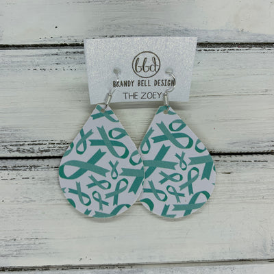 ZOEY (3 sizes available!) -  Leather Earrings  ||   TEAL RIBBON (FAUX LEATHER)