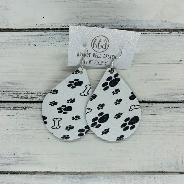 ZOEY (3 sizes available!) -  Leather Earrings  ||   DOG BONE & PAWS