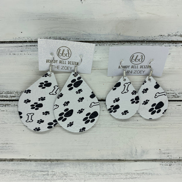 ZOEY (3 sizes available!) -  Leather Earrings  ||   DOG BONE & PAWS