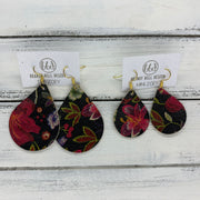 ZOEY (3 sizes available!) -  Leather Earrings  ||   GOTHIC FLORAL ON BLACK