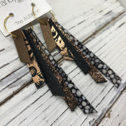 AUDREY - Leather Earrings  || PEARL BROWNM METALLIC COPPER FLORAL, MATTE BLACK, SHIMMER COPPER, BLACK STINGRAY