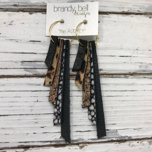 AUDREY - Leather Earrings  ||  SHIMMER BLACK, CHEETAH, SHIMMER COPPER, BLACK STINGRAY, MATTE BLACK