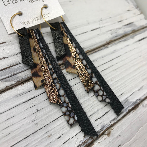 AUDREY - Leather Earrings  ||  SHIMMER BLACK, CHEETAH, SHIMMER COPPER, BLACK STINGRAY, MATTE BLACK