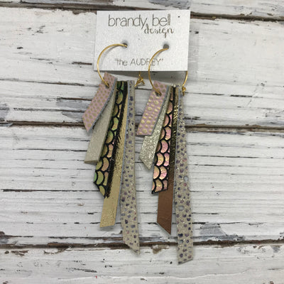 AUDREY - Leather Earrings  ||  PINK WITH GOLD ACCENTS, SHIMMER GOLD, PINK/GREEN MERMAID, METALLIC GOLD, IVORY STINGRAY