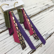 AUDREY - Leather Earrings  ||   OLIVE GREEN, SHIMMER MAGENTA, MATTE PINK, PINK/GREEN MERMAID, MATTE PURPLE