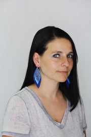 INDIA -  Leather Earrings  ||   <BR> PUMPKIN SPICE GLITTER (FAUX LEATHER), <BR> MUSTARD BRAID, <BR> METALLIC GOLD SMOOTH
