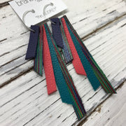 AUDREY - Leather Earrings  ||  MATTE DARK PURPLE, MULTICOLOR STRIPE, CORAL/PINK, DARK TEAL, MULTICOLOR STRIPE