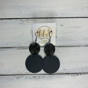 CALLIE -  Leather Earrings  ||  <BR> SHIMMER PEWTER, <BR> MATTE DARK GRAY