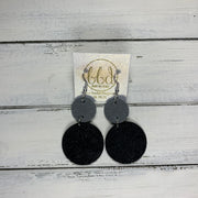 CALLIE -  Leather Earrings  ||  <BR> SHIMMER GRAY, <BR> SHIMMER BLACK