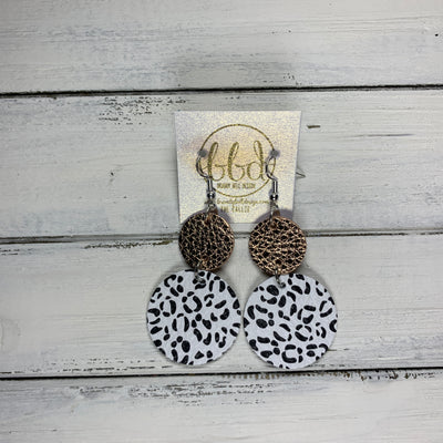 CALLIE -  Leather Earrings  ||  <BR> METALLIC ROSE GOLD PEBBLED, <BR>BLACK & WHITE CHEETAH