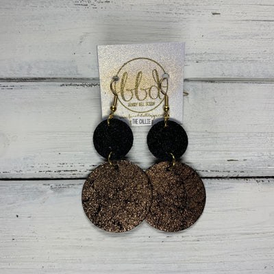 CALLIE -  Leather Earrings  ||  <BR> SHIMMER BLACK, <BR> SHIMMER COPPER ON BLACK