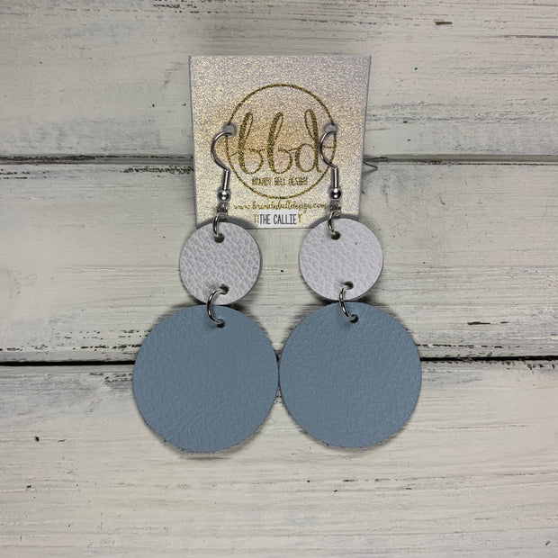 CALLIE -  Leather Earrings  ||  <BR> MATTE WHITE <BR> MATTE BABY BLUE