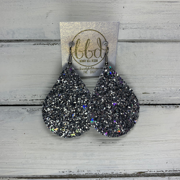 ZOEY (3 sizes available!) -  Leather Earrings  ||  *LIMITED EDITION* CORK - SILVER GLITTER ON CORK