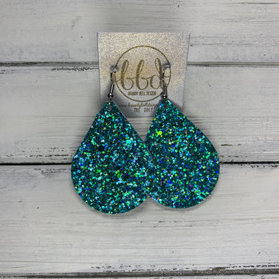 ZOEY (3 sizes available!) -  Leather Earrings  ||  *LIMITED EDITION* CORK - TURQUOISE GLITTER ON CORK
