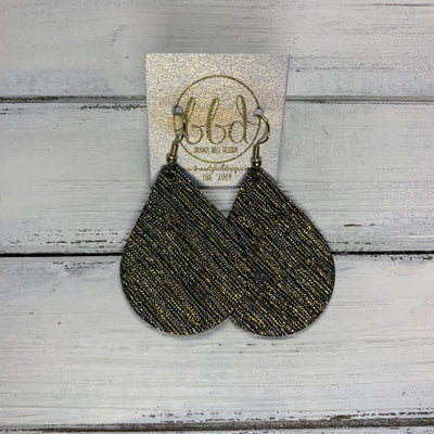 ZOEY (3 sizes available!) -  Leather Earrings  ||  *LIMITED EDITION* CORK - SILVER & GOLD METALLIC THREADS