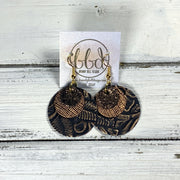GRAY -  Leather Earrings  ||   <BR> SHIMMER COPPER, <BR> METALLIC BRONZE SAFFIANO, <BR> ROSE GOLD WESTERN FLORAL ON BLACK