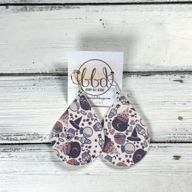 ZOEY (3 sizes available!) -  Leather Earrings  ||  BREWING MAGIC (FAUX LEATHER)