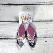 DOROTHY -  Leather Earrings  ||   <BR> SHIMMER BUBBLEGUM PINK, <BR> HALLOWEEN RAINBOWS (FAUX LEATHER), <BR> BLACK & WHITE BUFFALO PLAID