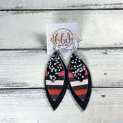 DOROTHY -  Leather Earrings  ||   <BR> BLACK & WHITE STARS GLITTER (FAUX LEATHER), <BR> HALLOWEEN STRIPES (FAUX LEATHER), <BR> MATTE BLACK