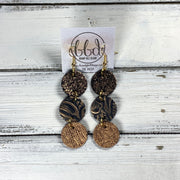 DAISY -  Leather Earrings  ||   <BR> SHIMMER COPPER, <BR> ROSE GOLD WESTERN FLORAL ON BLACK, <BR> METALLIC BRONZE SAFFIANO