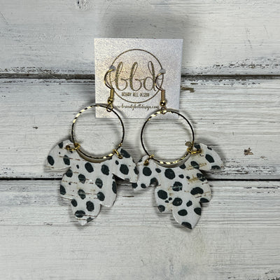 IVY *Limited Edition* COLLECTION ||  <BR> CORK EARRINGS <BR>BLACK & WHITE CHEETAH PRINT ON CORK